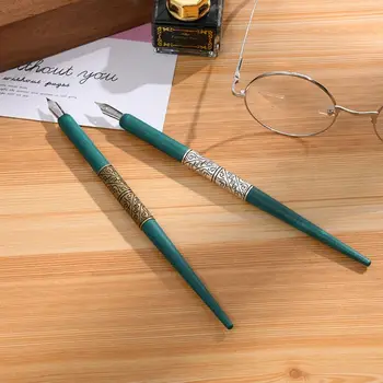 Деревянный держатель для ручки для каллиграфии в стиле манга с 6 наконечниками, набор для нанесения надписей, катания на лыжах, рисования, Школьные канцелярские принадлежности C26