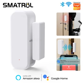 SMATRUL Tuya Smart WiFi Дверной Датчик Детекторы Открытия/Закрытия дверей App Notification Alert Охранная Сигнализация Поддержка Alexa Google Home