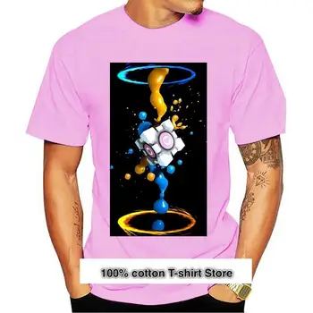 Camiseta básica de salpicaduras de Gel para hombre, camisa de manga corta de algodón para Fitness, nuevo Portal 2