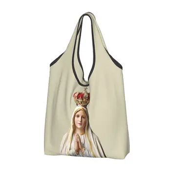 Сумки для покупок Our Lady Of Fatima Многоразовые Продуктовые Эко-сумки 50 ФУНТОВ Ripstop Большой емкости Immaculate Mary Recycling Bag