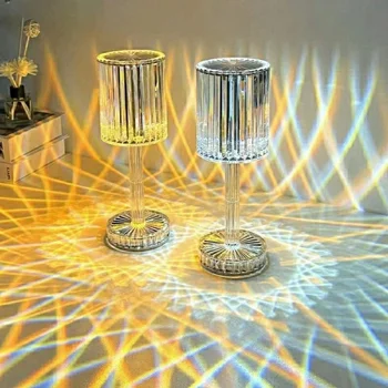 Светодиодный ночник Diamond с сенсорным пультом дистанционного управления, Хрустальная настольная лампа, перезаряжаемая прикроватная лампа, Акриловое оборудование для домашнего декора