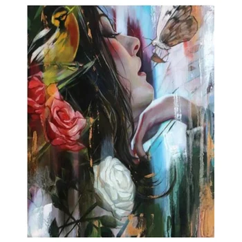 5D DIY Абстрактный цветной рисунок животного Девушка Поцелуй Бабочка Алмазная живопись Сексуальная картина Искусство Гостиная Украшение дома Подарок FH780