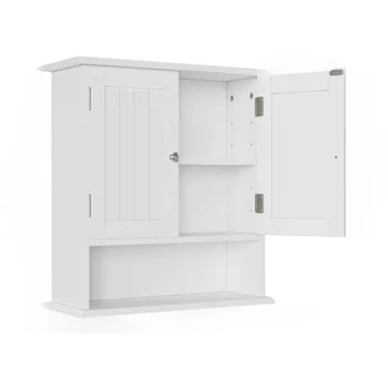 Белый настенный шкаф для ванной комнаты, стена для ванной комнаты для прачечной, Небольшой шкафчик для лекарств в ванной комнате с 2-дверными регулируемыми полками