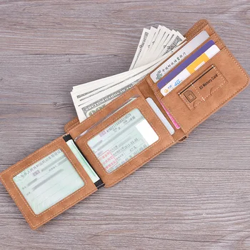 Мужской короткий кошелек в простом стиле, многофункциональный, с несколькими картами, банковская карта, водительские права, кожаный бумажник