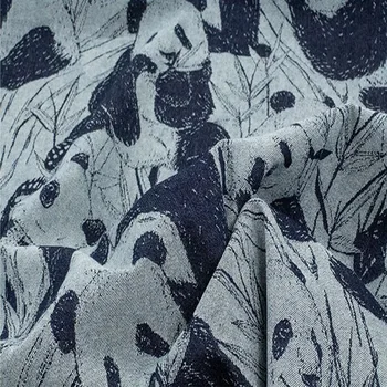 Хороший шириной 150 см Жаккардовая ткань джинсовой ткани хлопка в китайском стиле Панда печати промывают джинсовая ткань швейный материал DIY одежда/Джинсы
