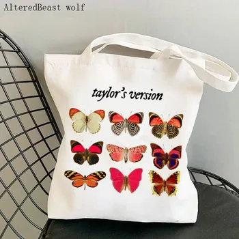 Версия Shopper Taylors с принтом на заказ, сумка-тоут, женская сумка для покупок в стиле харадзюку, женская сумка для покупок на плечо, женская холщовая сумка