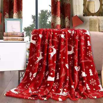 Рождественское одеяло Праздничное фланелевое покрывало с рисунком лося и снежинок Рождественское плюшевое одеяло Фланелевый Мягкий Уютный теплый диван