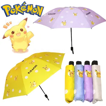 Складной зонт Pokemon Pikachu с милой анимацией, десять костей, Солнечный, дождевой, ветрозащитный зонт, портативные зонты с защитой от ультрафиолета, женские