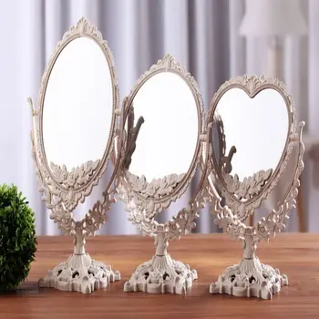 Вращающееся на 360 градусов Настольное зеркало для макияжа без мертвых углов, двойное Плоское зеркало в европейском стиле в стиле ретро, Нано-Цветное оформление