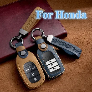 Кожаный чехол для ключей от автомобиля, сумка для ключей Honda Civic Accord Vezel 2022, Аксессуары для стайлинга автомобилей, чехол для брелка для ключей