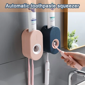 Автоматический дозатор зубной пасты, Настенный Держатель для зубной пасты Без перфорации, Подставка для зубных щеток, Настенная соковыжималка для зубной пасты