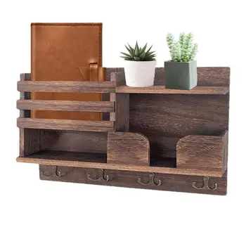 Плавающие полки-коробки для настенного стеллажа для хранения, деревянный стеллаж для хранения, дизайн крючков из деревянных материалов в ретро-стиле для гостиной и кухни