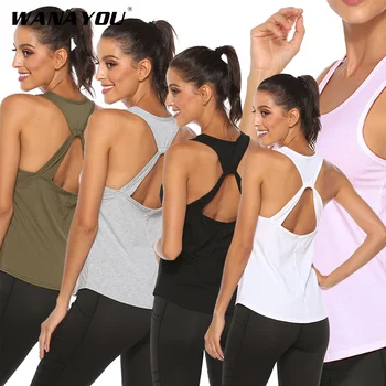 Сексуальная рубашка для йоги WANAYOU без рукавов, мягкие топы для тренировок для женщин, удобные дышащие женские топы для йоги с открытой спиной