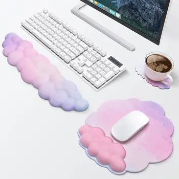 Набор Подставок для запястий Cloud Keyboard, Эргономичный Коврик Для мыши с эффектом памяти, Поддерживающий Запястье, для снятия боли При наборе текста, Нескользящая Основа для Домашнего Офиса