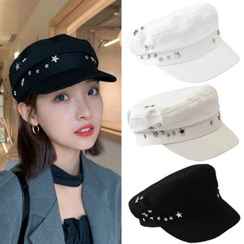 Женская шляпа-берет Y2K, кепки с утиным язычком в виде звезды, Весна-осень, зима, мода, Британское ретро, Новая шляпа художника из корейской газеты для путешествий