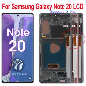 Note20 Экран для Samsung Galaxy Note 20 N980F ЖК-дисплей Сенсорный Экран с Рамкой В Сборе Замена Поддержка S Pen Отпечатков пальцев