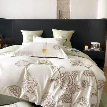 Хлопковое стеганое одеяло с вышивкой в элегантном стиле French Manor, простыня, простое и легкое роскошное постельное белье