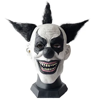 Хэллоуин Злой Смеющийся Клоун взрослый костюм маска Жуткий убийца Джокер с черными волосами Косплей маска реквизит