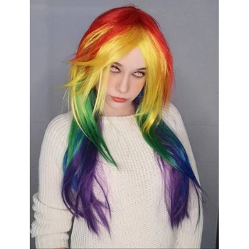 HAIRJOY Женский косплей из синтетических волос My Little Pony Rainbow Dash, многоцветный термостойкий парик для вечеринки, Бесплатная доставка