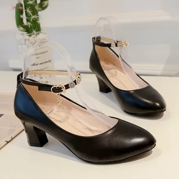 Женские милые, сладкие бежевые Высококачественные офисные Европейские стильные туфли на каблуке, женские повседневные черные туфли на шпильке Zapatos De Mujer
