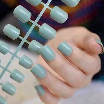 24шт зеленых наконечника для ногтей Полное покрытие Накладные ногти чистого цвета ABS Искусственный Маникюр своими руками Поддельные наконечники для нейл-арта