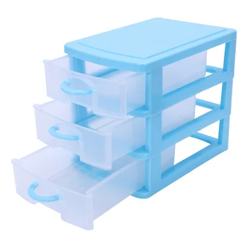 Мини-полупрозрачный пластиковый ящик для хранения выдвижного типа (синий 3 слоя)