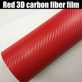 152x10/20/30/ 50 см Красный 3D винил из углеродного волокна для автомобильной упаковки, рулон автомобильных наклеек и отличительных знаков