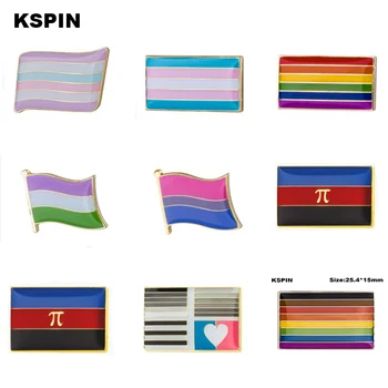 Гордость ЛГБТ 6 цветов Радужный флаг, значок с кнопкой, значок с символом гея и лесбиянки