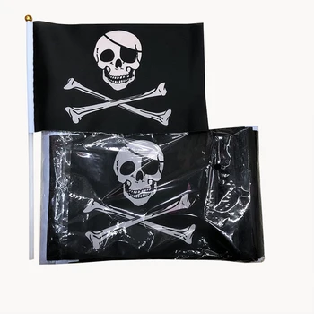 1 комплект игрушек в пиратской тематике, Череп и скрещенные кости, ручной флаг пиратов Джолли Роджерс, украшения для тематической вечеринки на Хэллоуин, реквизит для наряжания черепа