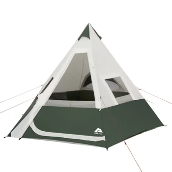 Палатка-вигвам OUZEY Trail на 7 человек, 1 комната, с вентилируемым задним стеклом, зеленая