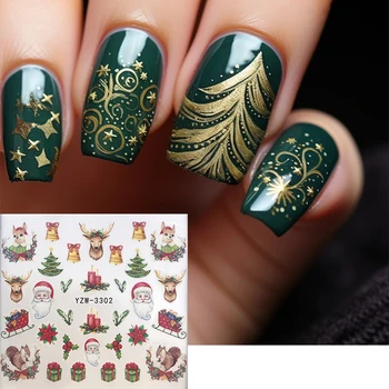 Наклейки для ногтей Зимний Санта Клаус, Самоклеящийся слайдер, Украшения для ногтей, Рождественские Наклейки со снегом, Аксессуары для маникюра