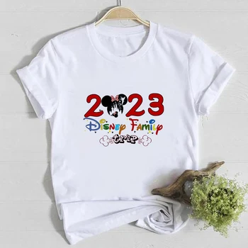 2023 Disney Family Trip Fashion Femme Vetement Aestehtic Harajuku Диснейленд Париж Футболка Женская Франция Тренд Женские футболки