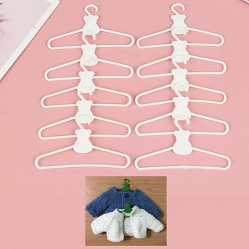 Мини-вешалки 10ШТ, белое пальто, кукольное платье, пластиковые вешалки-клипсы для кукольного гардероба