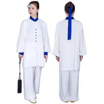 Одежда для Тайчи Кунг-фу Белая Униформа Тайцзи Кунг-фу Одежда для Ушу Мартэйл Одежда для искусств Китайский Костюм Воина Soild