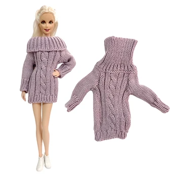 Кукольный свитер, 1 шт., современное пальто, вязаное платье из чистого хлопка, повседневная фиолетовая юбка, одежда для куклы Барби, аксессуары, игрушки для девочек