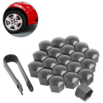 20шт автомобильных колес 17 мм Пластиковые гайки с инструментами для снятия завинчивающейся крышки серого цвета для VW AUDI