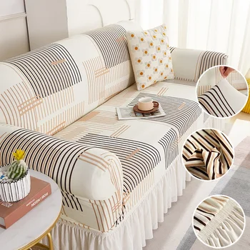 Чехлы для юбок для диванов с геометрическим принтом, эластичные дышащие чехлы для диванов, Регулируемые эластичные чехлы для диванов для гостиной Отеля