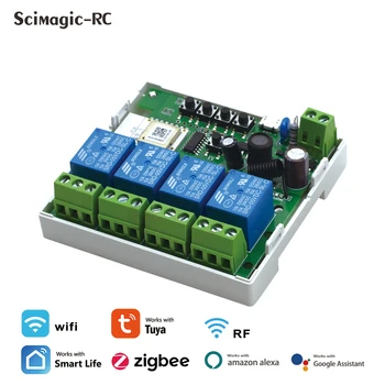Zigbee 3.0 Gateway 1CH RF Smart Switch 12V 24V AC DC WIFI Пульт дистанционного управления Tuya 433 Выключатель света 10A Release, самоблокирующийся