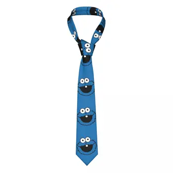 Персонализированный галстук с изображением монстра-печенья из мультфильма для мужчин, классический шелковый офисный галстук 