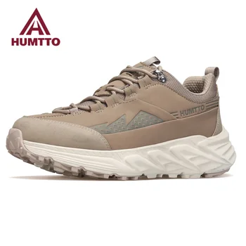 Роскошные дизайнерские кроссовки HUMTTO, легкая мужская обувь для бега трусцой, Мужская спортивная обувь, Кожаные уличные повседневные мужские кроссовки