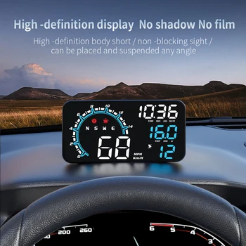 Головной дисплей GPS Лобовое стекло со спидометром автомобиля Охранная сигнализация Датчик температуры воды масла превышения скорости