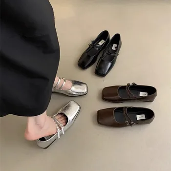 Женская обувь на плоской подошве, повседневные женские кроссовки с квадратным носком, Элегантное осеннее платье Modis, удобная новинка 2023 года, осенняя резина Ma