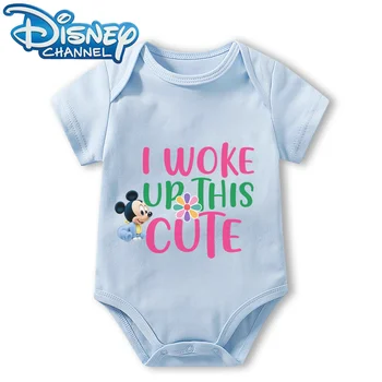 Детская одежда Боди для новорожденных Комбинезон для мальчиков и девочек Disney с Микки Маусом, ползунки с короткими рукавами, комбинезоны от 0 до 12 месяцев