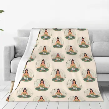Медитация с кошачьим одеялом, покрывалом на кровати, покрывалом для пикника, чехлом для дивана, диваном-кроватью.