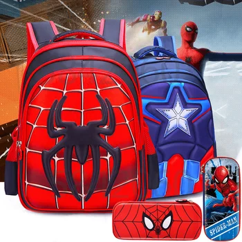 Рюкзаки Disney с Человеком-пауком, пенал Super Heroes 3d, Уменьшающий нагрузку, Студенческий рюкзак, Рюкзак для детского сада, Детская дорожная сумка в подарок