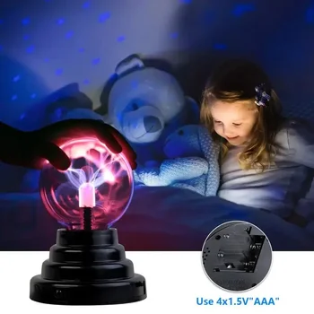 USB 3-дюймовая новинка, стеклянная Волшебная плазменная шаровая лампа, сенсорный атмосферный ночник, освещение для рождественских подарков на день рождения для детей