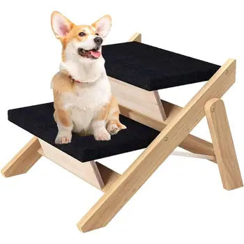 Складной пандус для домашних животных, нескользящая лестница 2 в 1 для забирания собак на кровать, деревянные прочные кошачьи ступеньки, легкая лестница для кровати для собак