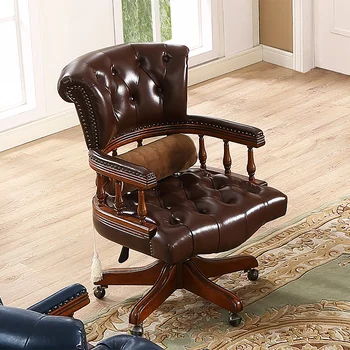 Компьютерное кресло в американском стиле, домашний удобный кресельный подъемник, Эргономичный рабочий стул, Офисное вращающееся кресло из массива дерева в европейском стиле
