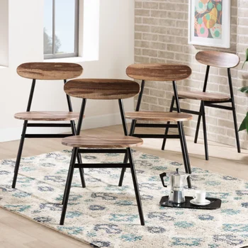 Обеденный стул Baxton Studio, набор из 4 стульев черного и орехово-коричневого цвета, обеденный стул для столовой