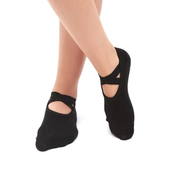 Носки для йоги для женщин, Нескользящая повязка, дышащие носки для пилатеса, балета, танцев, повседневные Спортивные носки с открытой спиной